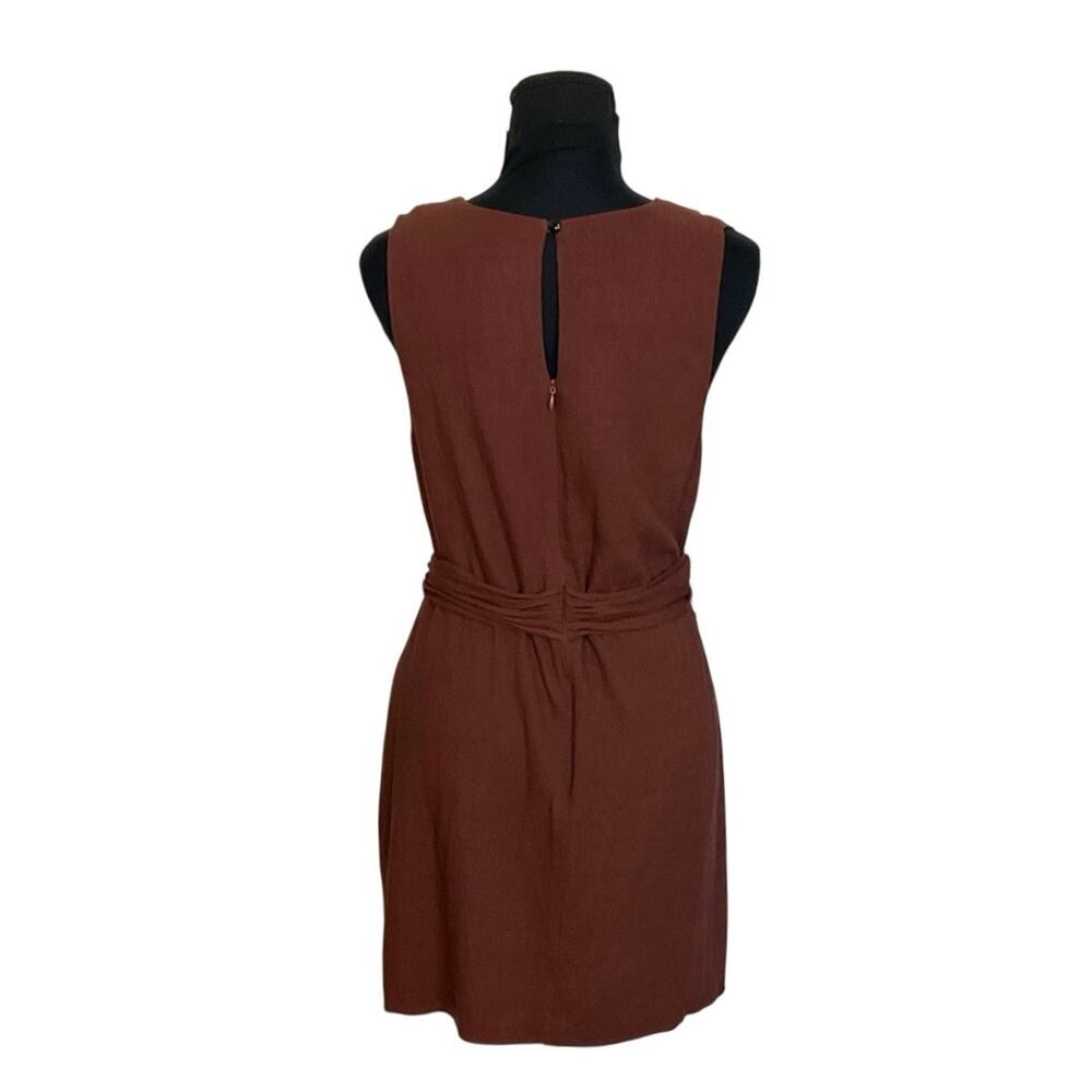 Sunday In Brooklyn Brown Linen Blend Faux Wrap Dress Small Anthropologie - Picture 4 of 10